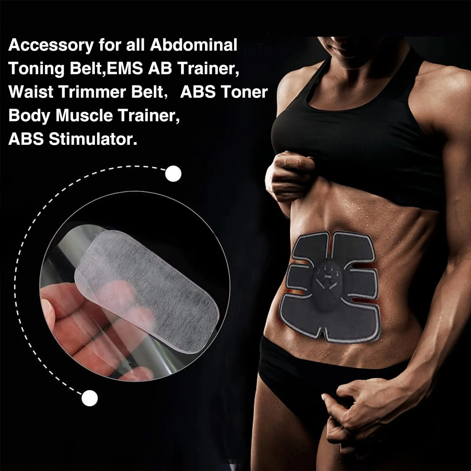 PAMASE 50/80 Pcs Gel Pads for Abs Stimulator - Replacement Pads for Abdominal Muscle Trainer, Reusable Ab Workout Toner Belt Accessory