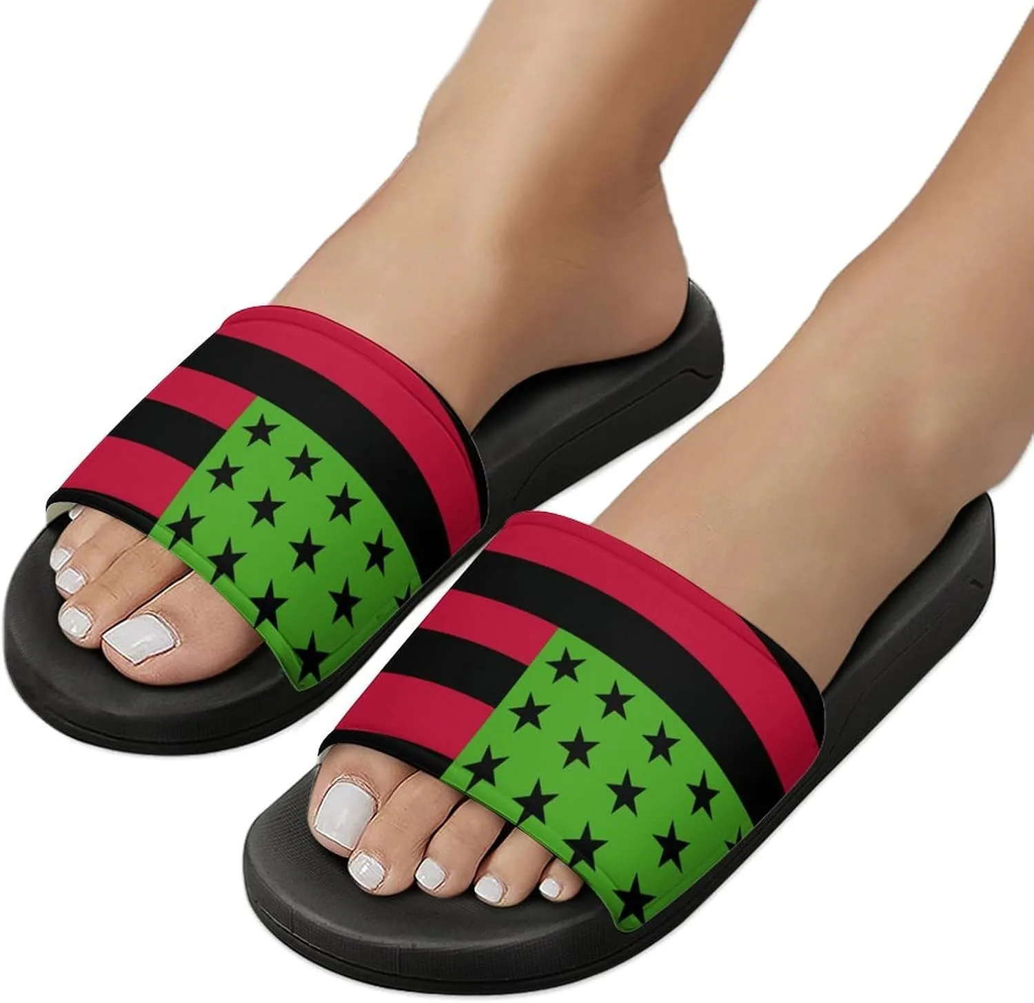 Pan African U.S.A. Flag House Slippers for Women Men Shower Slides Bathroom Sandals
