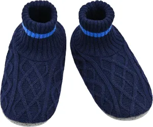 Panda Bros Men's Slipper Socks, Winter Cable Knit Non-Skid Warm Cozy Soft Indoor Socks With Fluffy Sherpa Lined