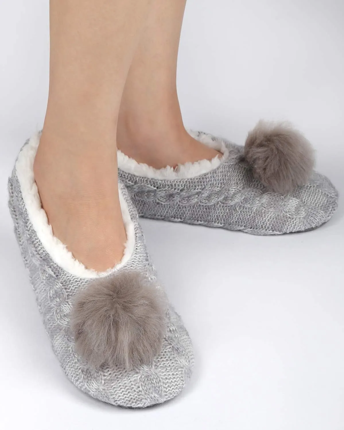 Panda Bros Slipper Socks For Women With Grippers, Fuzzy Womens Slipper Socks With Non Slip Bottoms, Cozy Warm House Slippers