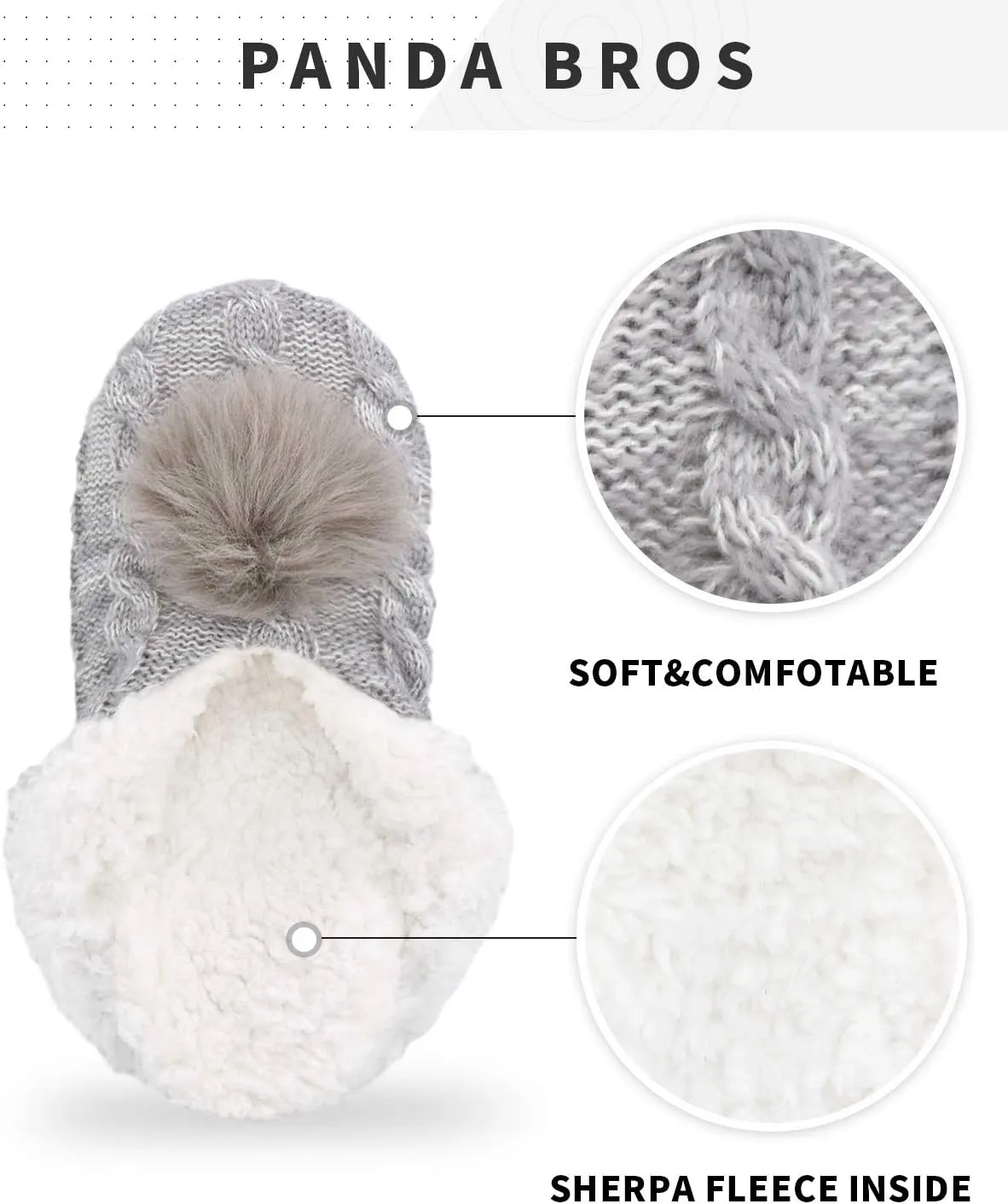 Panda Bros Slipper Socks For Women With Grippers, Fuzzy Womens Slipper Socks With Non Slip Bottoms, Cozy Warm House Slippers