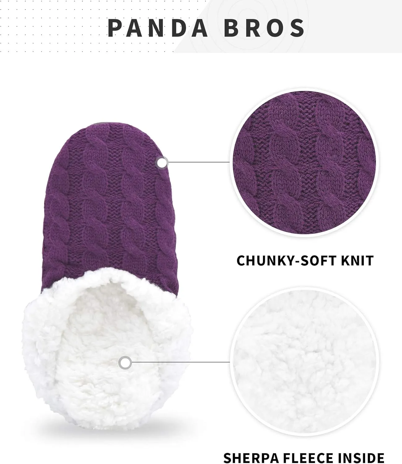 Panda Bros Slipper Socks For Women With Grippers, Fuzzy Womens Slipper Socks With Non Slip Bottoms, Cozy Warm House Slippers