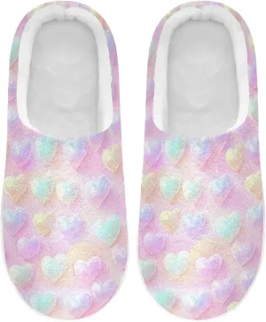 Pastel Rainbow Hearts Slippers for Women Men Indoor Slippers Memory Foam Fuzzy Slippers House Shoes for Indoor Outdoor Size 6/7 214b6554