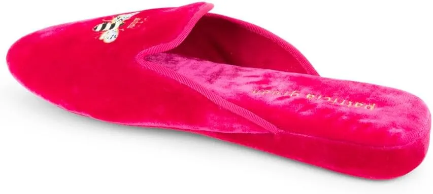 Patricia Green Queen Bee Embroidered Velvet Slipper