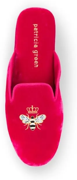 Patricia Green Queen Bee Embroidered Velvet Slipper