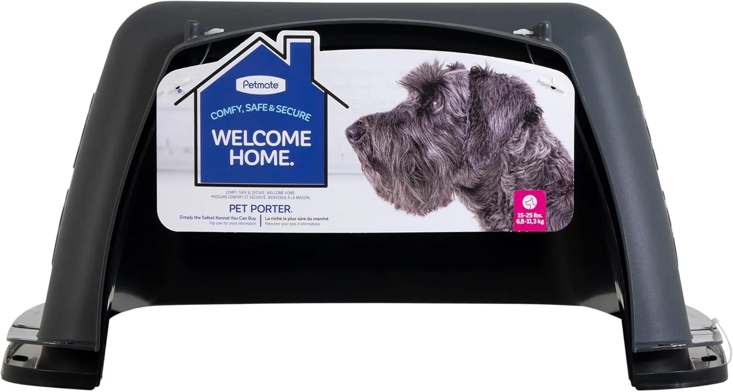 Petmate Pet Porter Dog Kennel 26", Dark Gray & Black, for Pets 20-25lbs, Made in USA