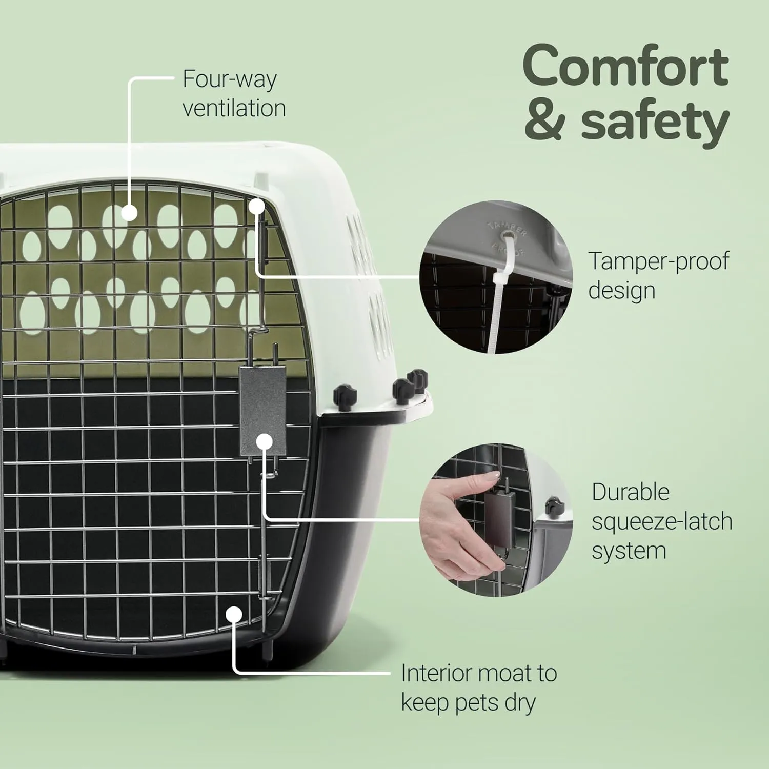Petmate Pet Porter Fashion Dog Kennel - Crate for Pets 15-20 lbs - Airline Approved Pet Carrier - Durable Plastic Shell - For Home and Travel - Made in USA - 24 Inches - Pale Aqua and Black