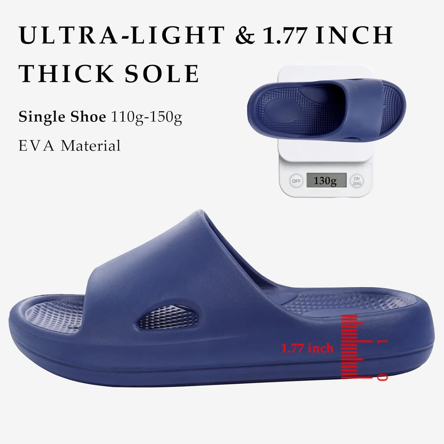 Pillow Slippers for Women and Men Indoor Cloud Sandals EVA Anti-Slip Slides Shoes Cushioned Thick Sole Shower Cloud Slippers Arch Support Men Sandals Super Soft House Pillow Slides
