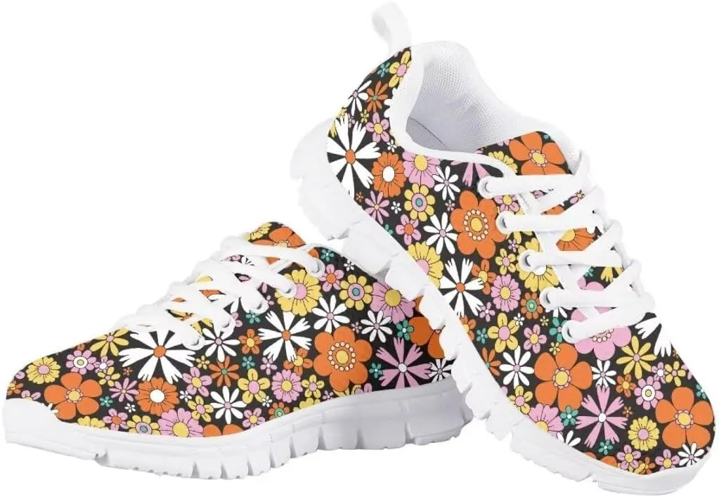 Pinupub Unisex-Child Running Shoes Non Slip Lace Up Sneakers Cute Print Casual Tennis Athletic Shoes