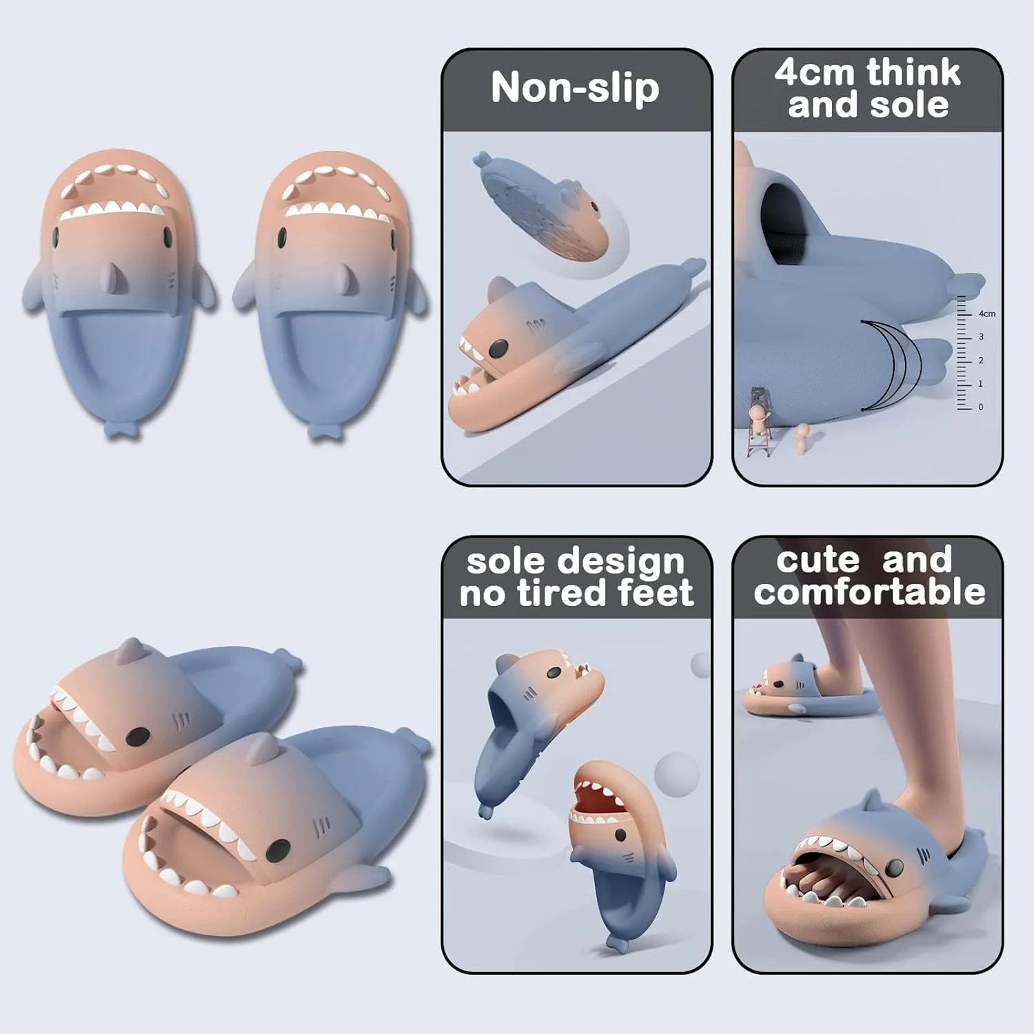 Pirates Patterns Cloud Shark Slippers Women, Anti-slip Bathroom Couple Shark Sandals, Soft Thick Sole Beach Slipper