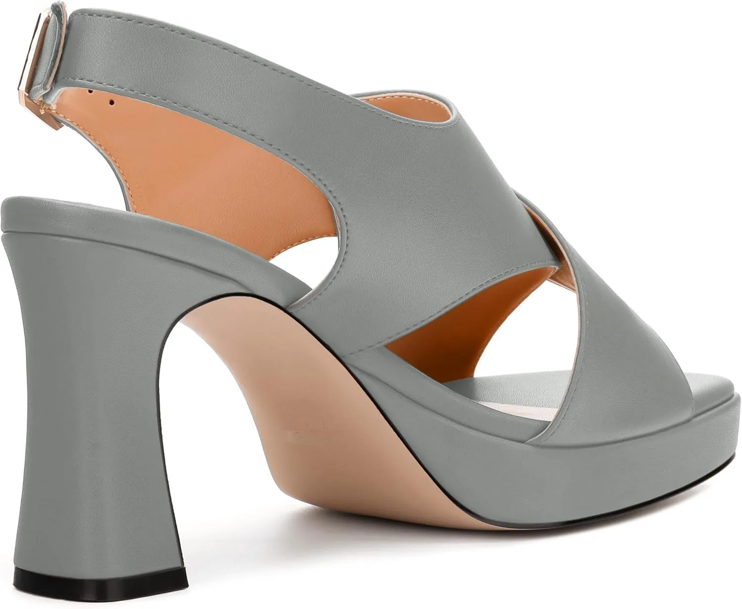 Platform Sandals, Buckle Slingback High Heels for Women, Square Open Toe Fashion Solid Block Heeled Sandal