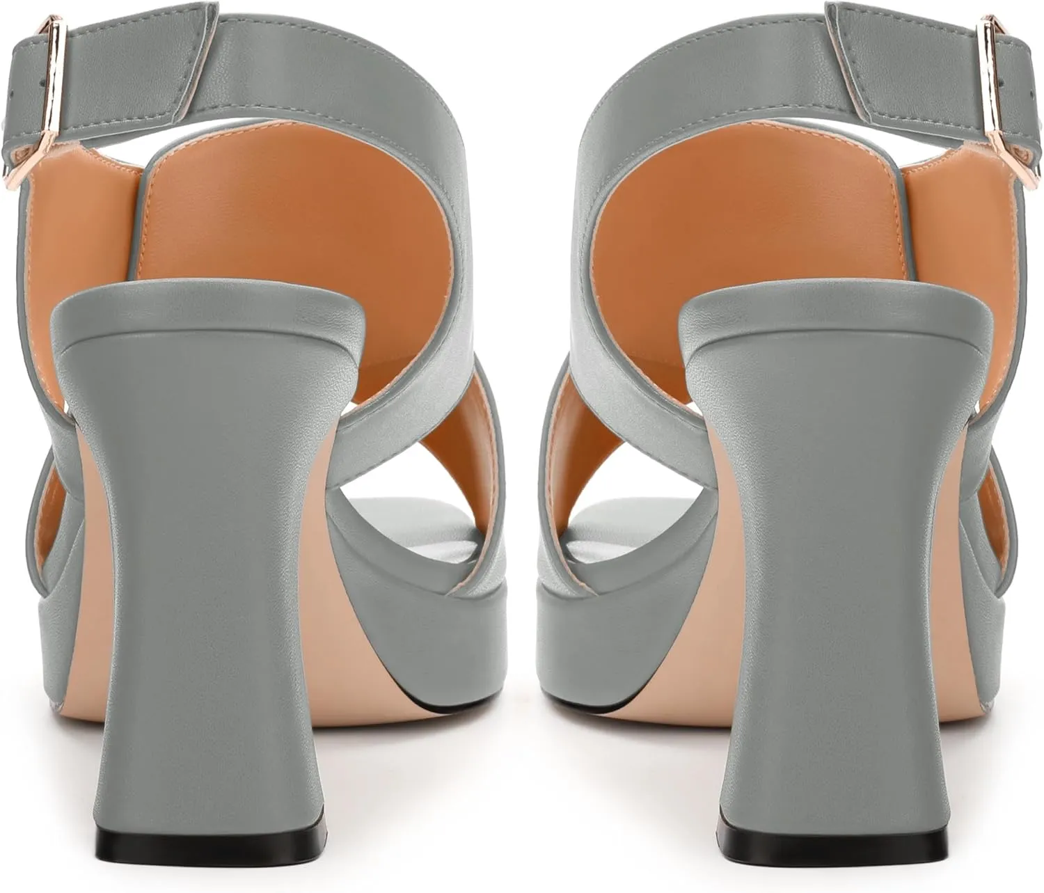 Platform Sandals, Buckle Slingback High Heels for Women, Square Open Toe Fashion Solid Block Heeled Sandal