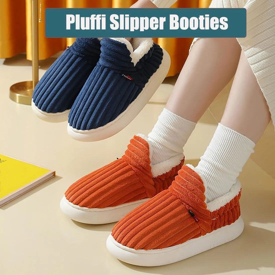 Pluffi Slipper Booties, 2025 New The Cozy Stylish Slipper,Pluffi Comfy Slippers,Warm Plush Lining Slippers for Women and Men