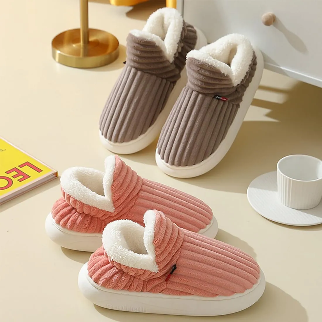 Pluffi Slipper Booties For Women Men Pluffi Cozy Stylish Slipper Winter Fuzzy Warm Thick-Soled House Cloud Slides With Anti-Slip Sole