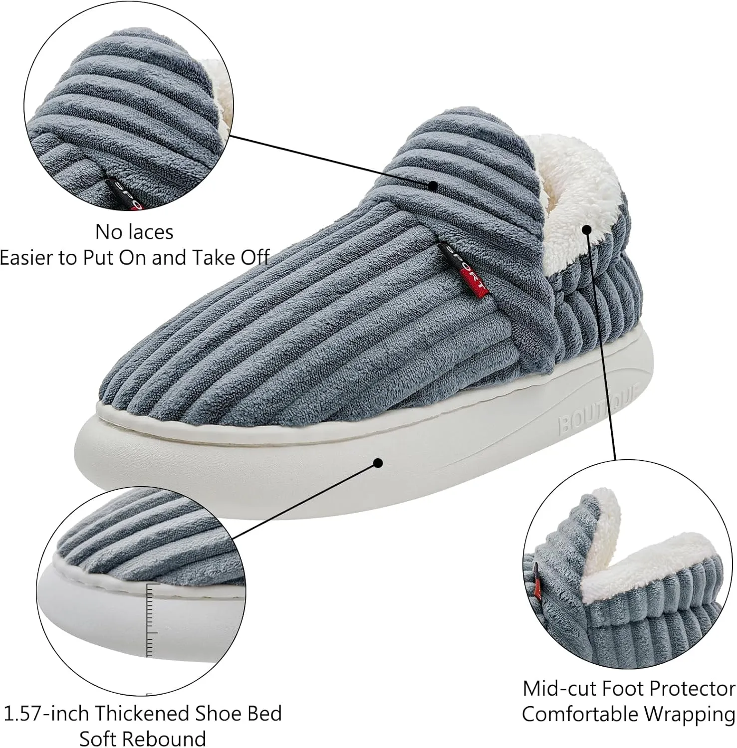 Pluffi Slipper Booties Women Men Cloud Slippers Fluffy Slippers for Women Warm Thick Sole Anti-Skid House Shoes