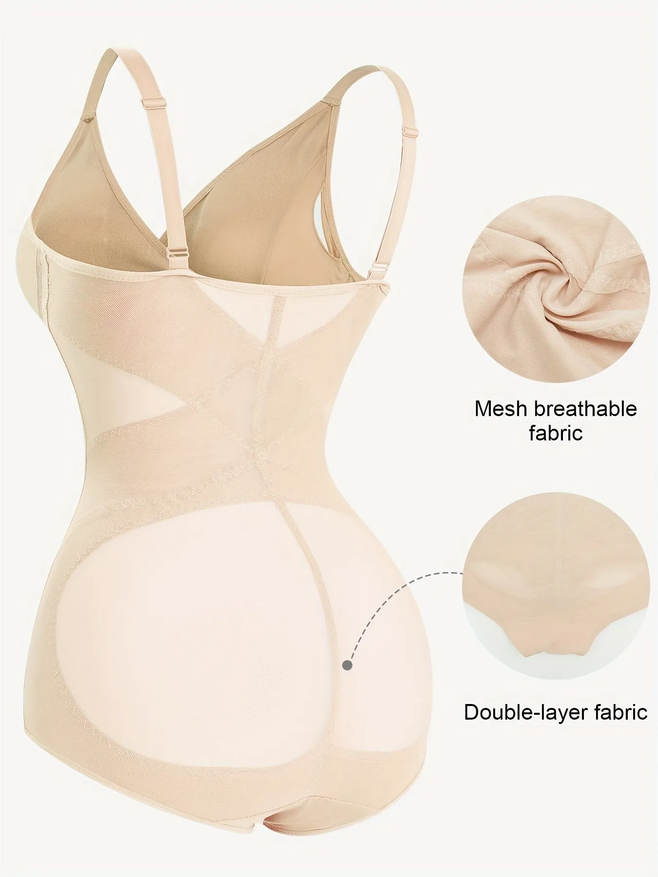Plus Size V-Neck Tummy Control Shapewear Bodysuit