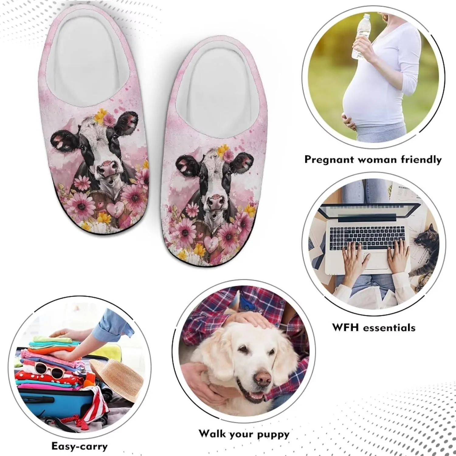 Poceacles House Slippers Women Men Fuzzy Slipper Soft Non-Slip Bedroom Slippers for Home, Travel