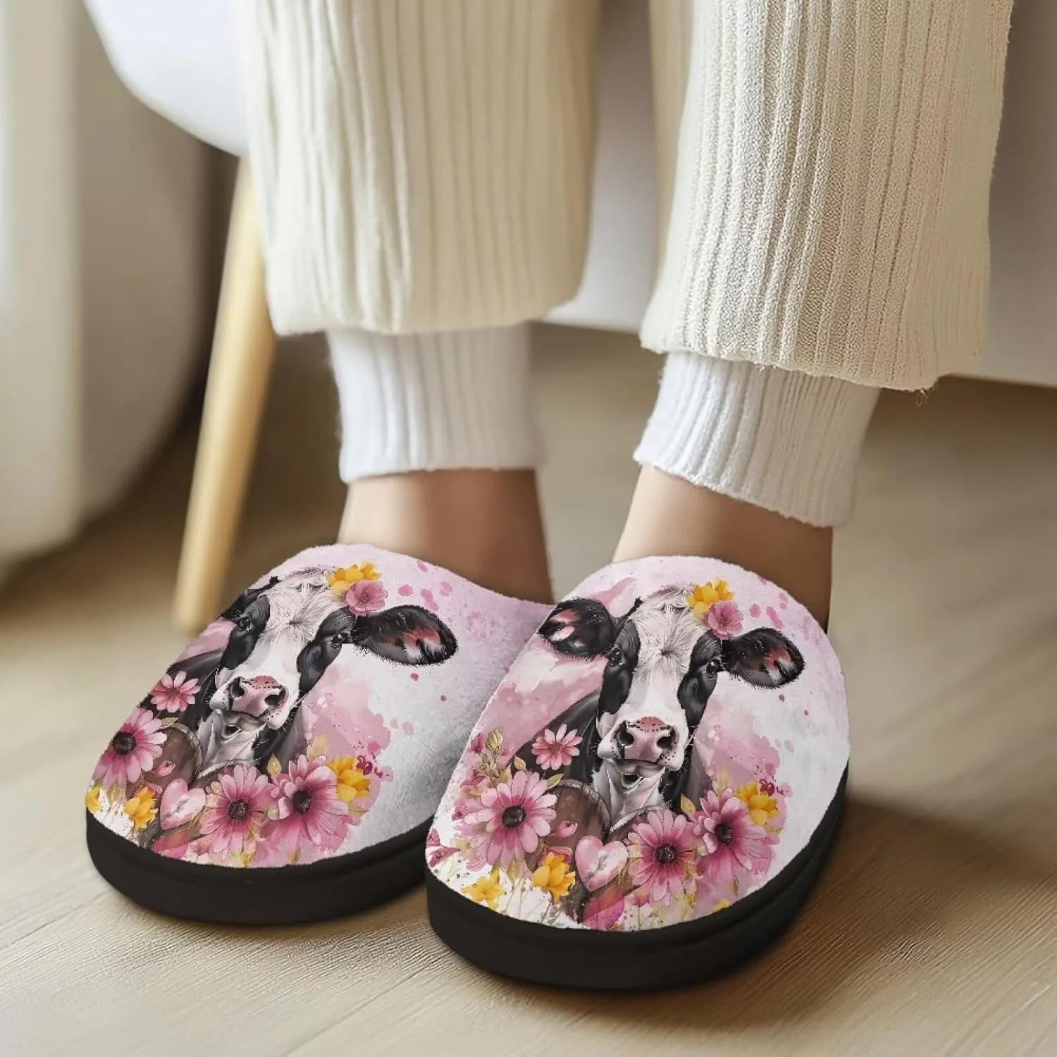 Poceacles House Slippers Women Men Fuzzy Slipper Soft Non-Slip Bedroom Slippers for Home, Travel