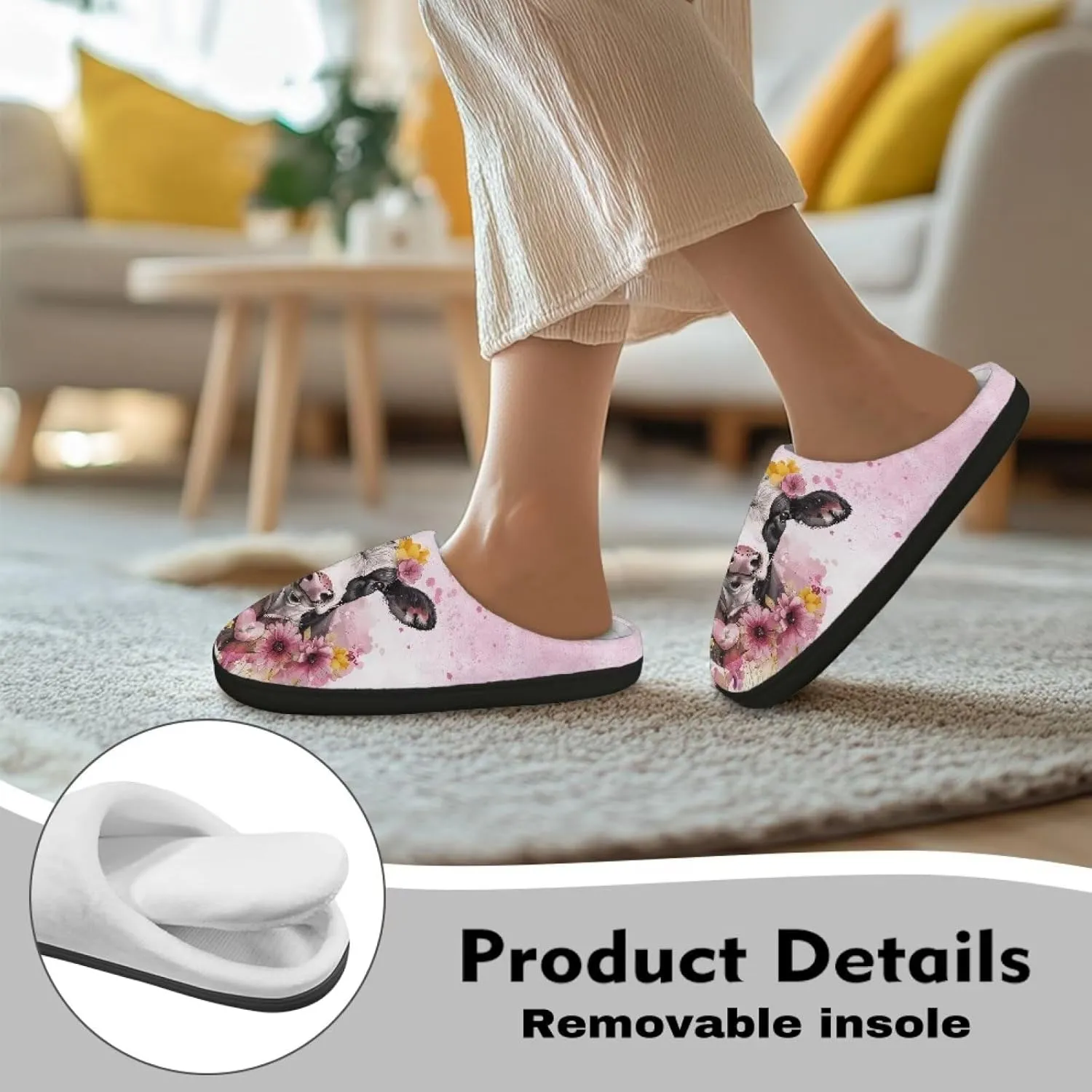 Poceacles House Slippers Women Men Fuzzy Slipper Soft Non-Slip Bedroom Slippers for Home, Travel