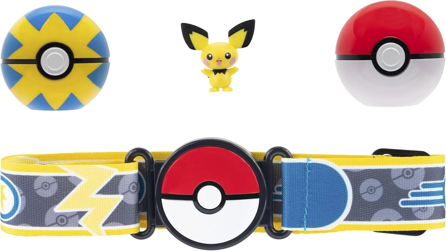 Pokémon Clip 'N' Go Belt Set - Includes Themed Belt and 2-Inch Pichu Battle Figure with Poké Ball and Quick Ball Accessories