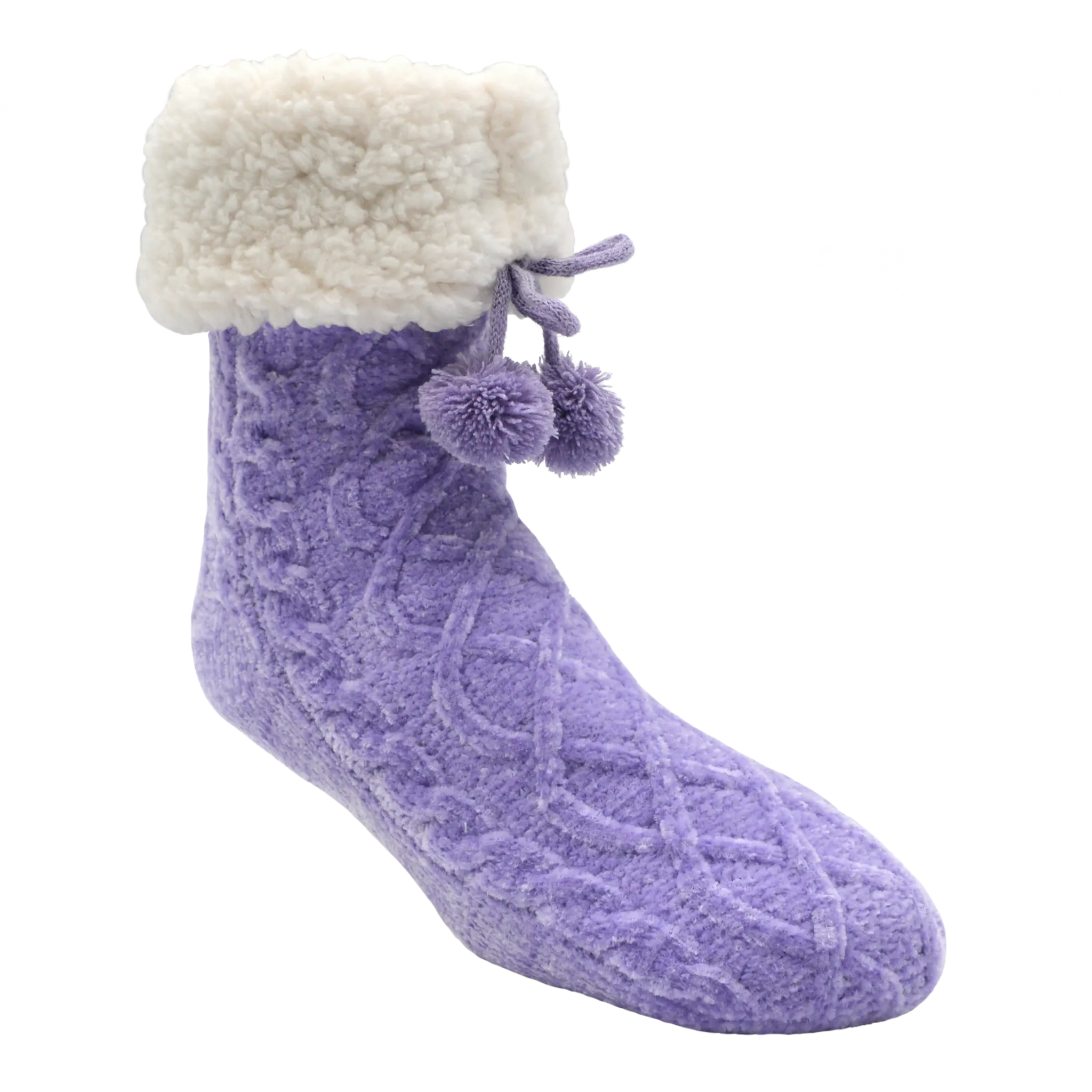 Pudus Chenille Slipper Socks - Lavender - Adult