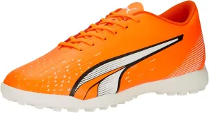 PUMA Mens Ultra Play Turf Trainer Soccer Cleats, Ultra Orange-PUMA Mens White-Blue Glimmer, 8