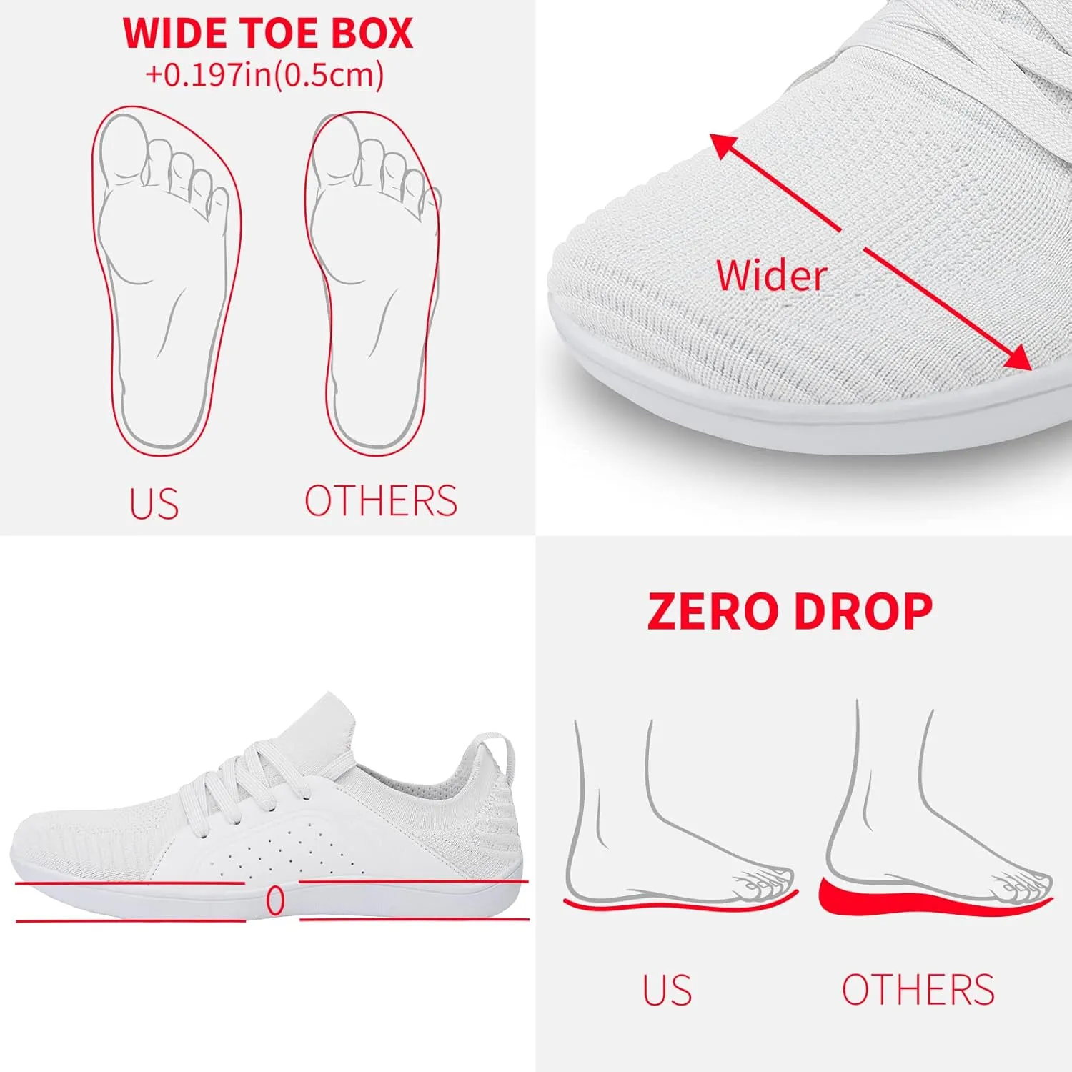 relxfeet Men's Barefoot Shoes Minimalist Cross-Trainer Shoes Wide Toe Walking Shoes Zero Drop Sole Trail Running Sneakers