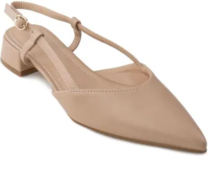 RF ROOM OF FASHION Women's Pointed Toe Slingback Low Block Heel Mule Pumps
