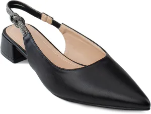 RF ROOM OF FASHION Women's Pointed Toe Slingback Low Block Heel Mule Pumps