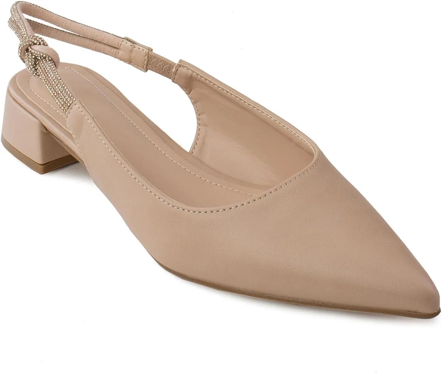 RF ROOM OF FASHION Women's Pointed Toe Slingback Low Block Heel Mule Pumps
