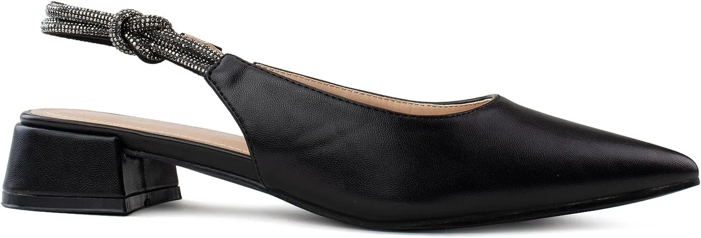 RF ROOM OF FASHION Women's Pointed Toe Slingback Low Block Heel Mule Pumps