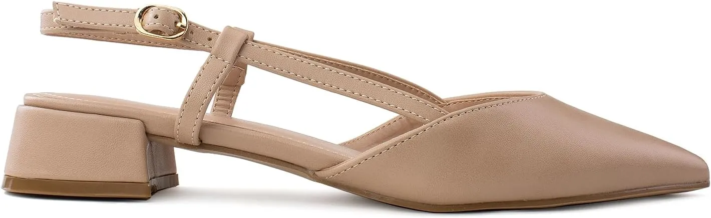 RF ROOM OF FASHION Women's Pointed Toe Slingback Low Block Heel Mule Pumps