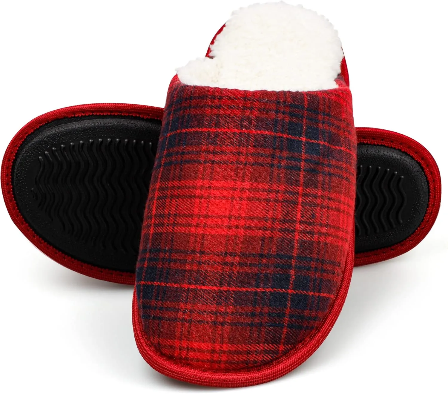 riemot Womens Mens Memory Foam Slippers, Warm Fluffy House Shoes & Cushioned Home Shoe Without Fur, Comfortable Anti Slip Indoor Bedroom Travel Slipper