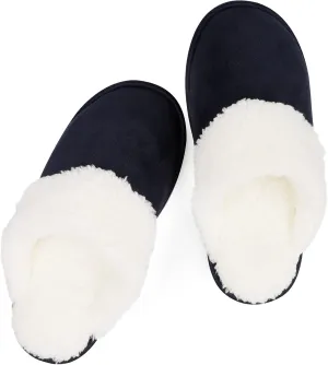 riemot Womens Mens Memory Foam Slippers, Warm Fluffy House Shoes & Cushioned Home Shoe Without Fur, Comfortable Anti Slip Indoor Bedroom Travel Slipper