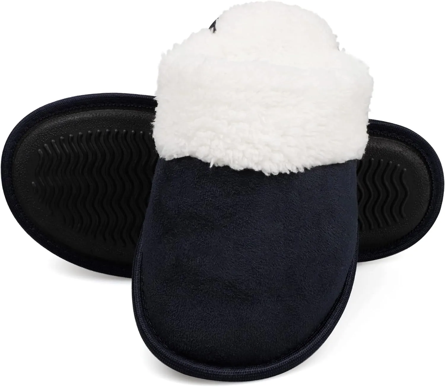 riemot Womens Mens Memory Foam Slippers, Warm Fluffy House Shoes & Cushioned Home Shoe Without Fur, Comfortable Anti Slip Indoor Bedroom Travel Slipper