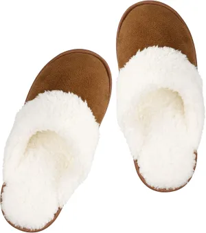 riemot Womens Mens Memory Foam Slippers, Warm Fluffy House Shoes & Cushioned Home Shoe Without Fur, Comfortable Anti Slip Indoor Bedroom Travel Slipper