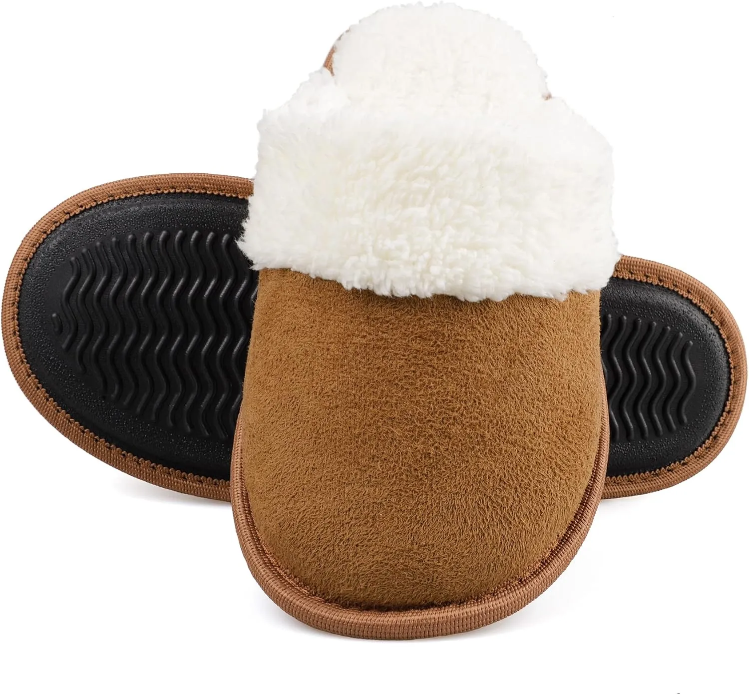 riemot Womens Mens Memory Foam Slippers, Warm Fluffy House Shoes & Cushioned Home Shoe Without Fur, Comfortable Anti Slip Indoor Bedroom Travel Slipper