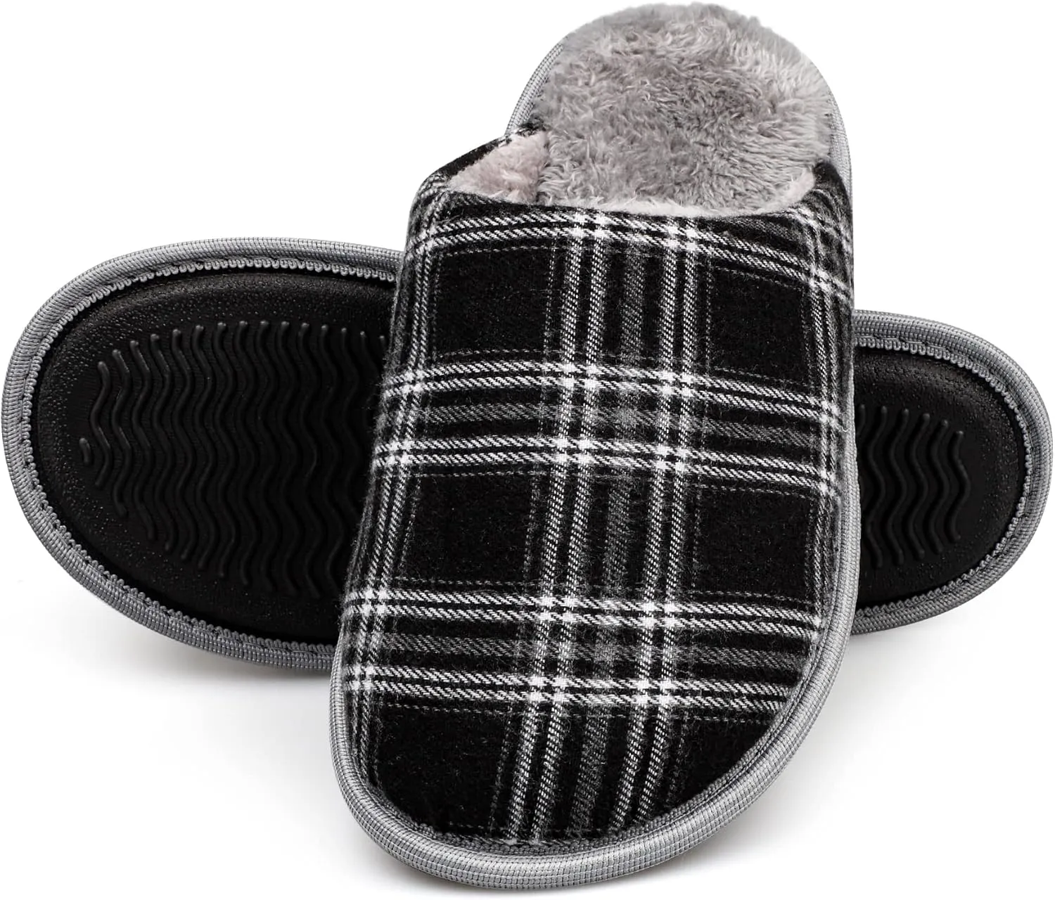 riemot Womens Mens Memory Foam Slippers, Warm Fluffy House Shoes & Cushioned Home Shoe Without Fur, Comfortable Anti Slip Indoor Bedroom Travel Slipper