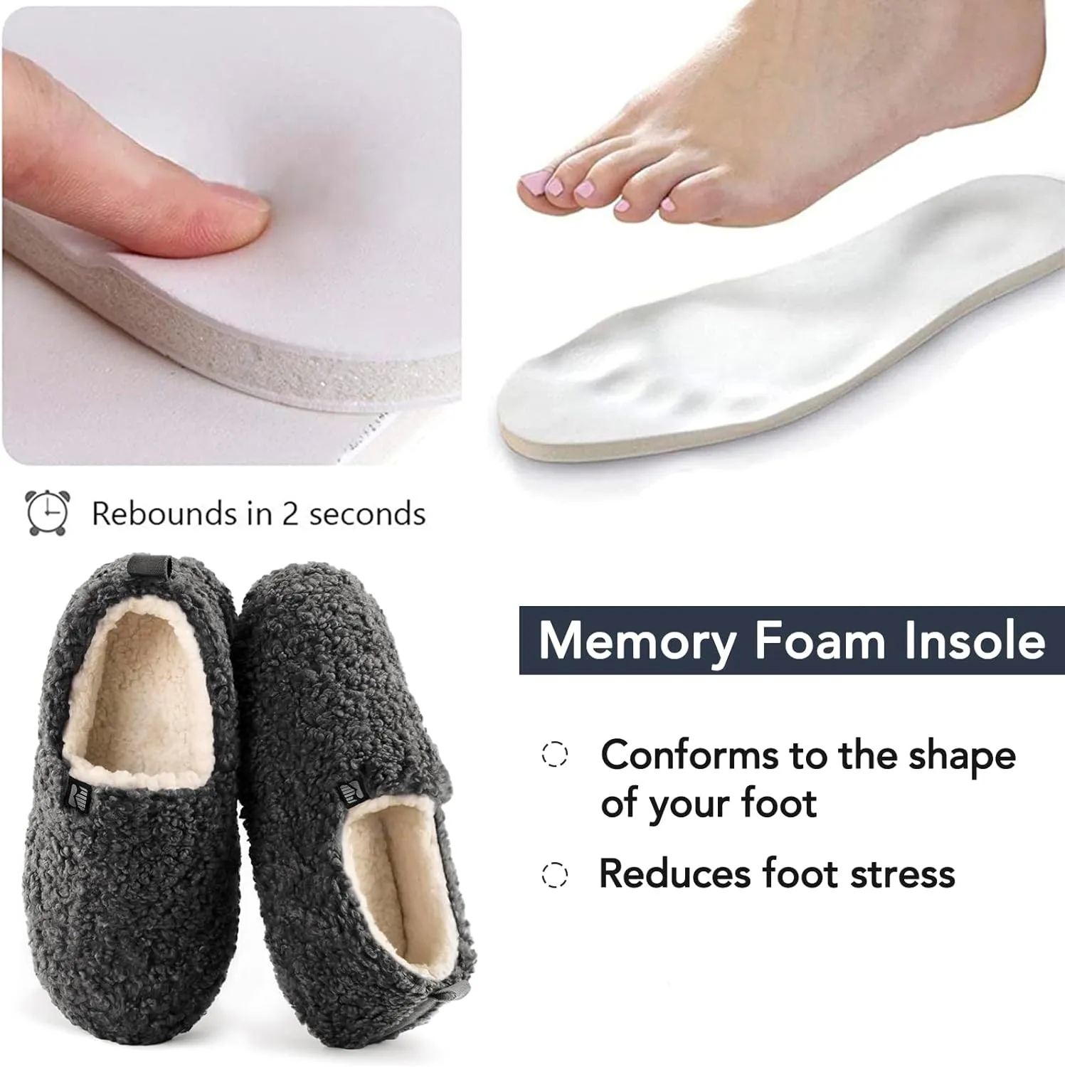 RockDove Women's Faux Shearling Closed Back Slipper with Memory Foam