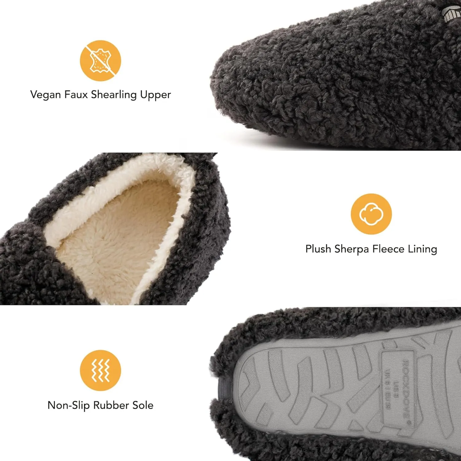 RockDove Women's Faux Shearling Closed Back Slipper with Memory Foam
