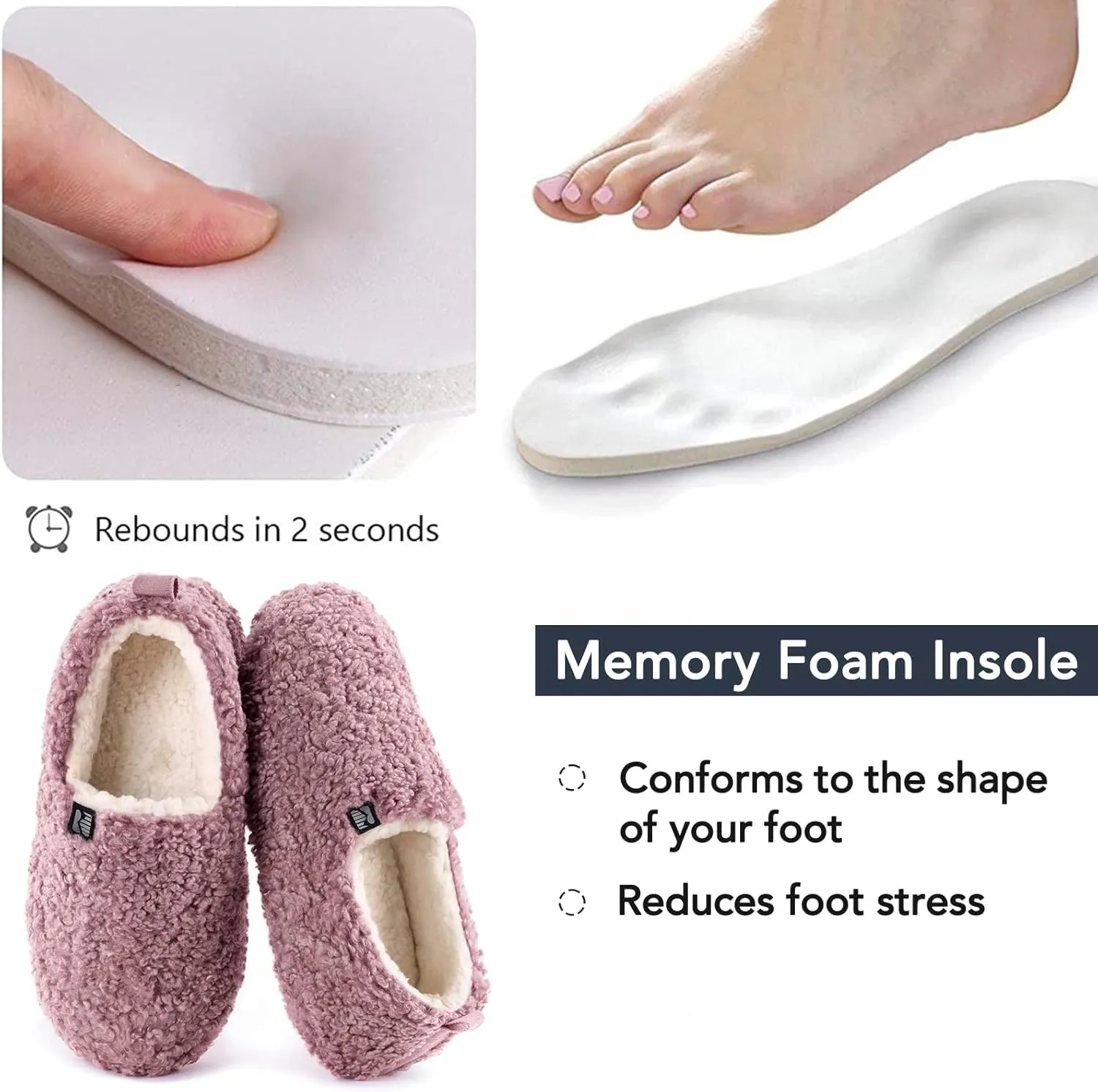 RockDove Women's Faux Shearling Closed Back Slipper with Memory Foam