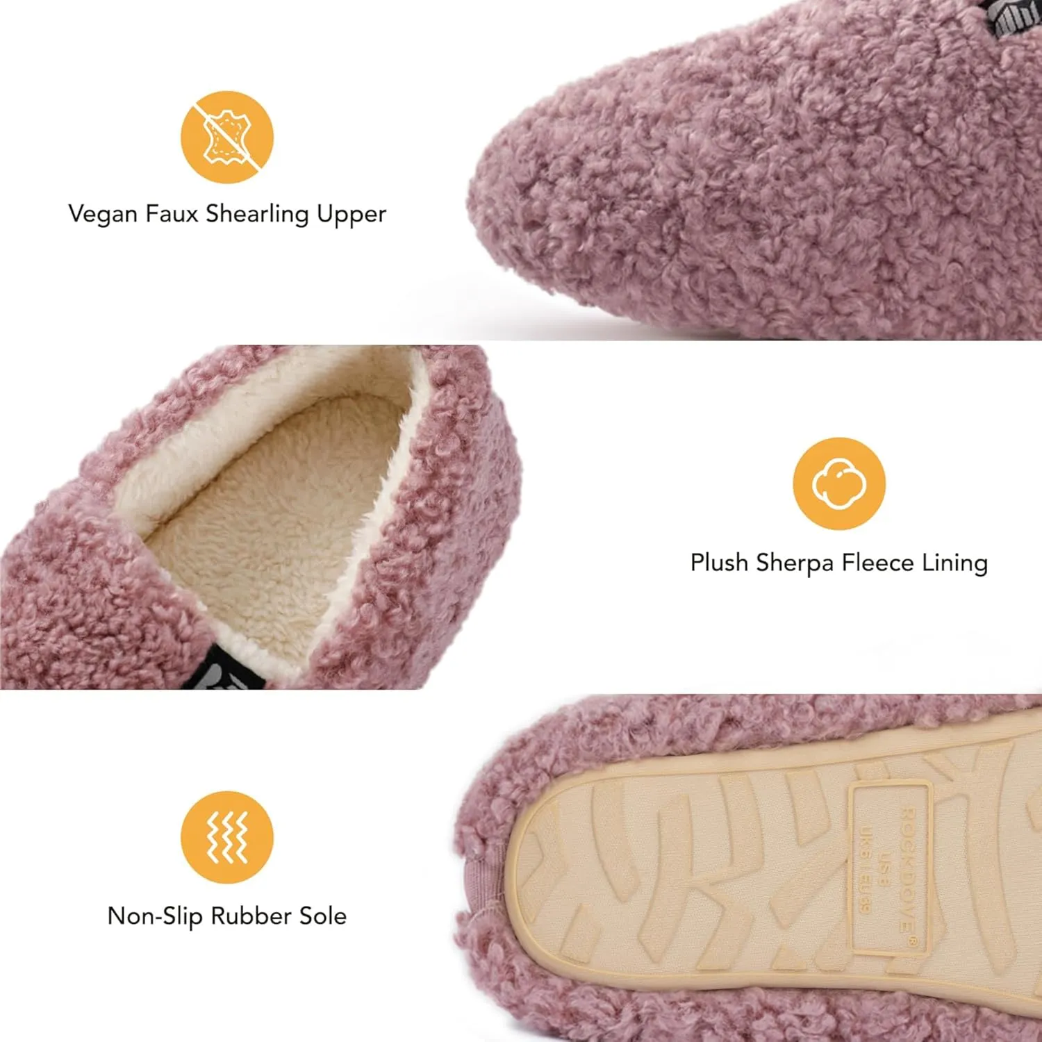RockDove Women's Faux Shearling Closed Back Slipper with Memory Foam
