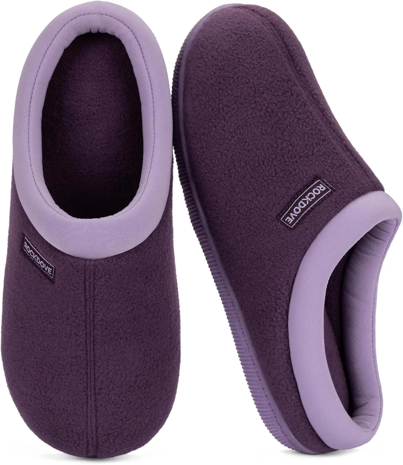 RockDove Women's Polar Fleece Two-Tone Memory Foam House Slipper with Anti-Slip Sole