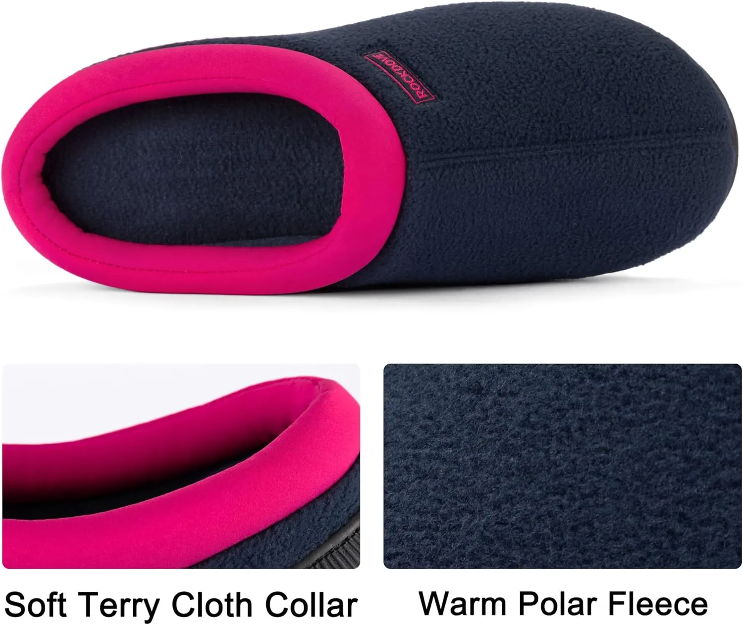 RockDove Women's Polar Fleece Two-Tone Memory Foam House Slipper with Anti-Slip Sole