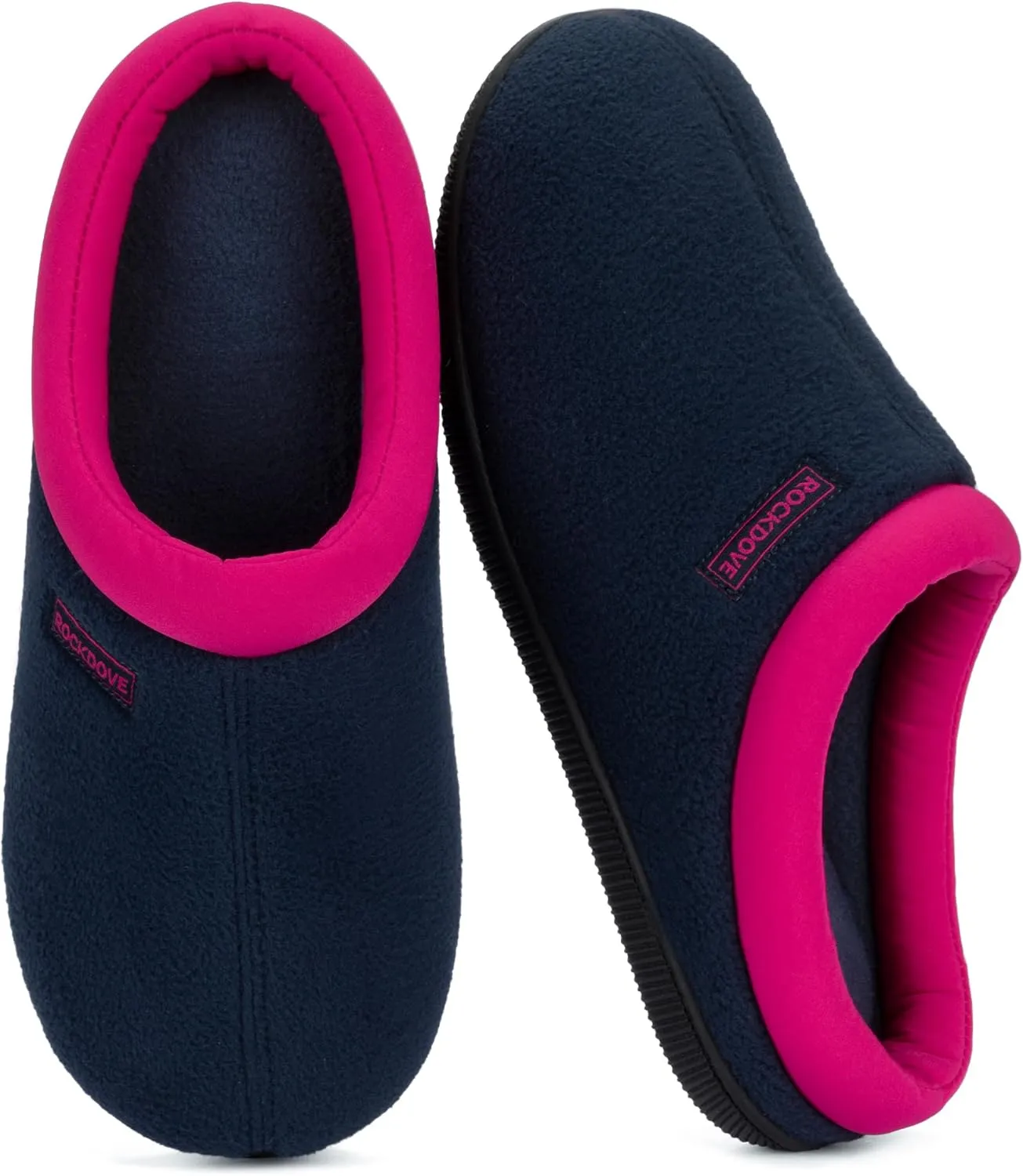 RockDove Women's Polar Fleece Two-Tone Memory Foam House Slipper with Anti-Slip Sole