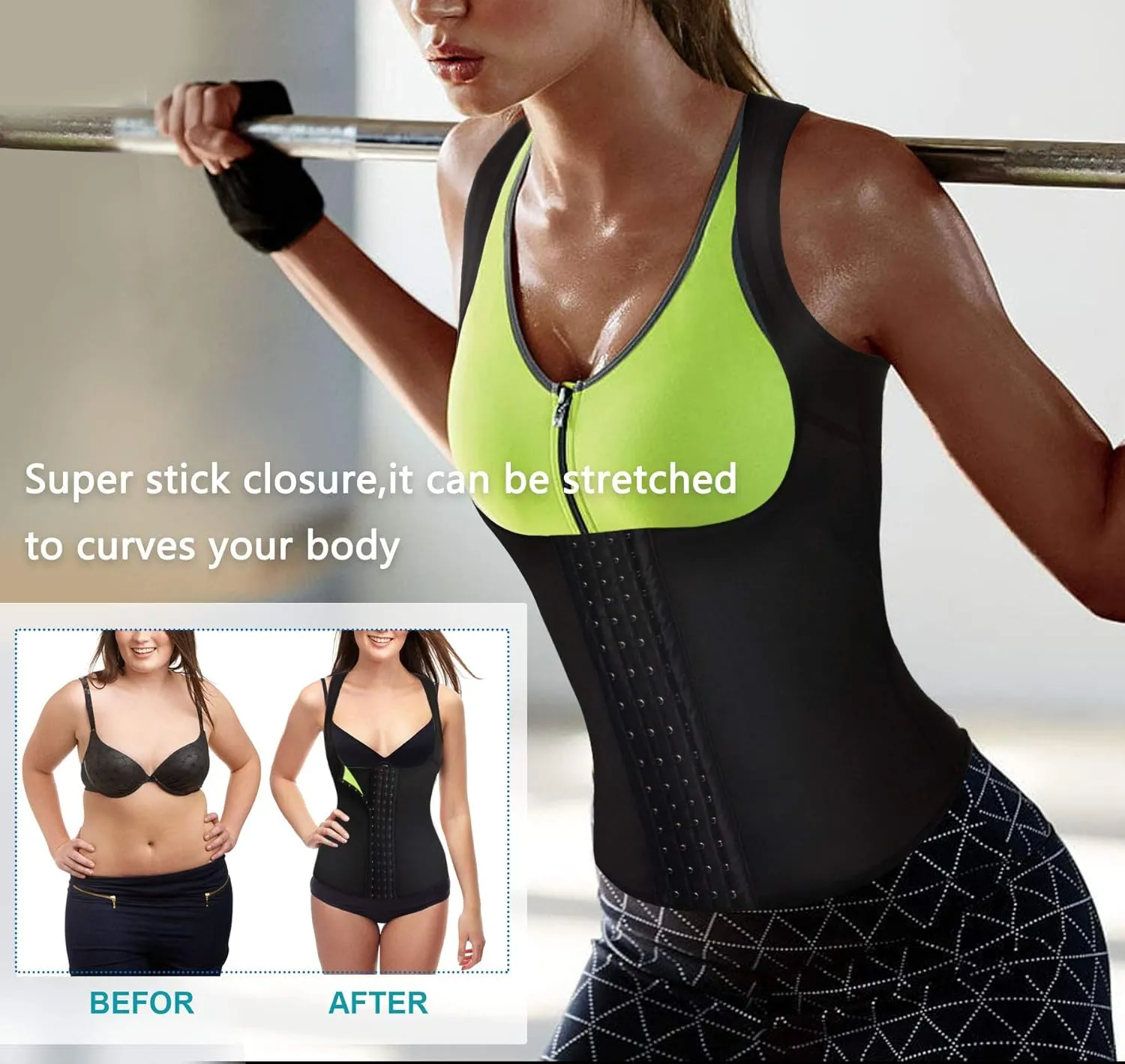 Rolewpy Women Waist Trainer Corset Weight Slimming Neoprene Sauna Sweat Vest Workout Body Shaper Tank Top