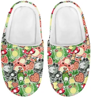 Rooster Toddler Kids Slippers, Frog Girls Boys Warm Fleece Winter Household Slippers, with Non-Skid Soles