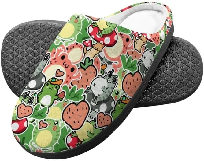 Rooster Toddler Kids Slippers, Frog Girls Boys Warm Fleece Winter Household Slippers, with Non-Skid Soles