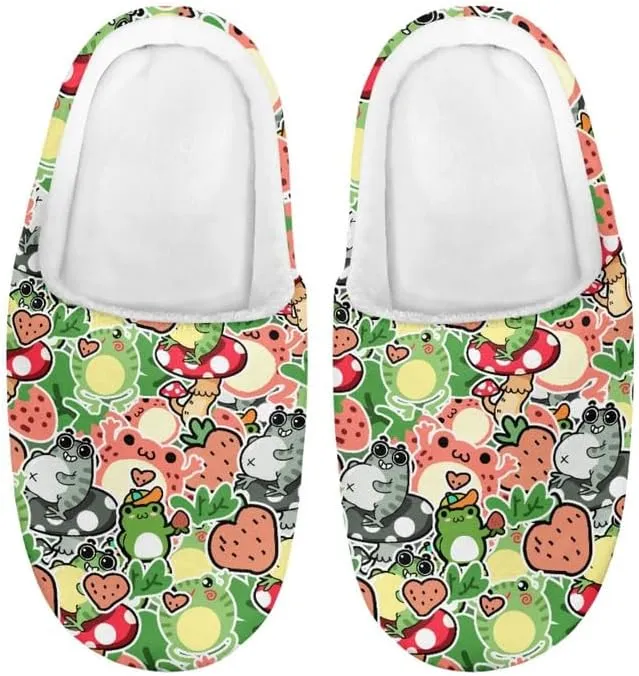 Rooster Toddler Kids Slippers, Frog Girls Boys Warm Fleece Winter Household Slippers, with Non-Skid Soles