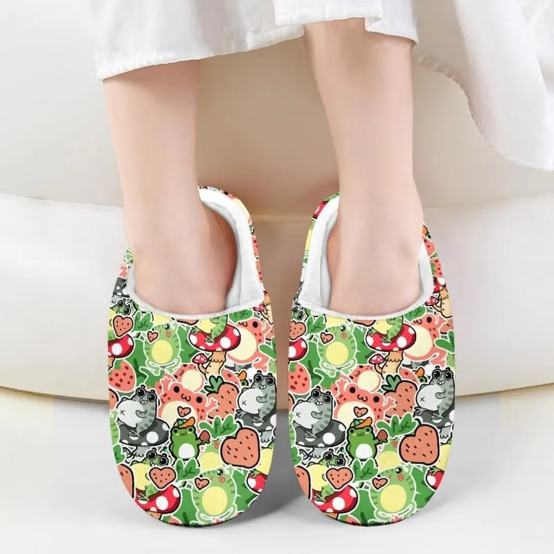 Rooster Toddler Kids Slippers, Frog Girls Boys Warm Fleece Winter Household Slippers, with Non-Skid Soles